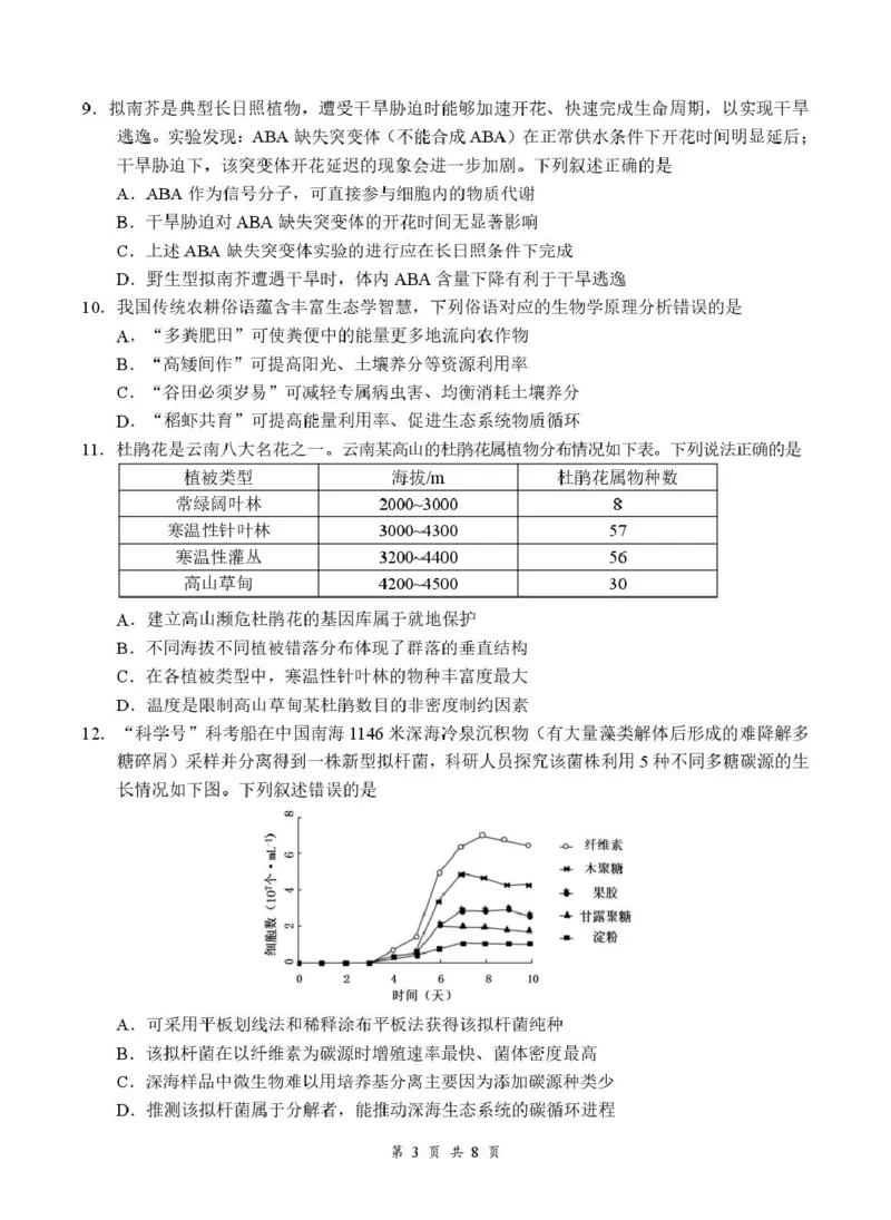 《07_生物_湖北云学联盟2026-2027学年上学期高三8月阶段检测（全科）_试卷+答案_小初高学习资料合集（每天更新）_湖北云学联盟2026-2027学年上学期高三8月阶段检测（全科）》第3页预览