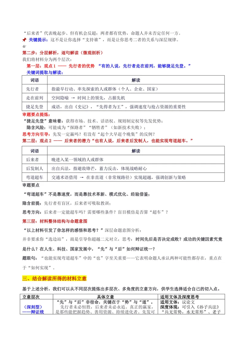 《26届浙江省名校新高考研究联盟（Z20）名校联盟高三第一次模拟考“先行者与后来者二元辩证思考”审题立意及范文_专项复习_2026年-语文专项复习》第2页预览