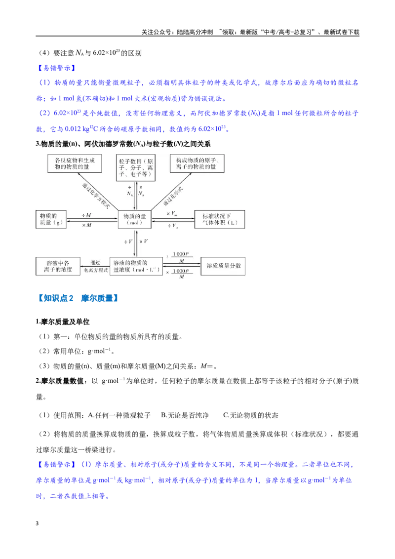 《专题04物质的量气体摩尔体积十大题型（新高考通用）（学生版）_05-化学-高考总复习_专项复习_2025年_2025年高考化学举一反三重难点题型归纳知识点梳理变式训练_资料》第3页预览