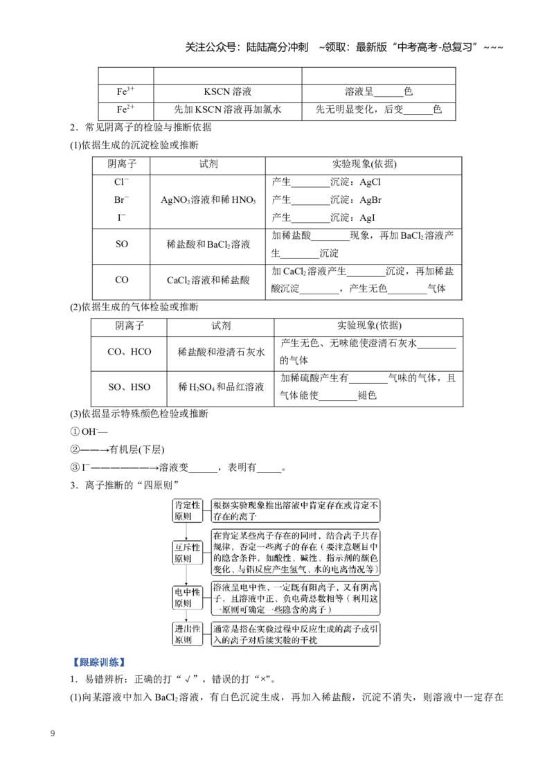《专题02离子反应（知识清单）（全国通用）（学生版）_05-化学-高考总复习_一轮复习_2026年-化学高考一轮复习_2026年高考化学一轮复习讲义+练习+课件（新教材新高考）-G55_2026版》第9页预览