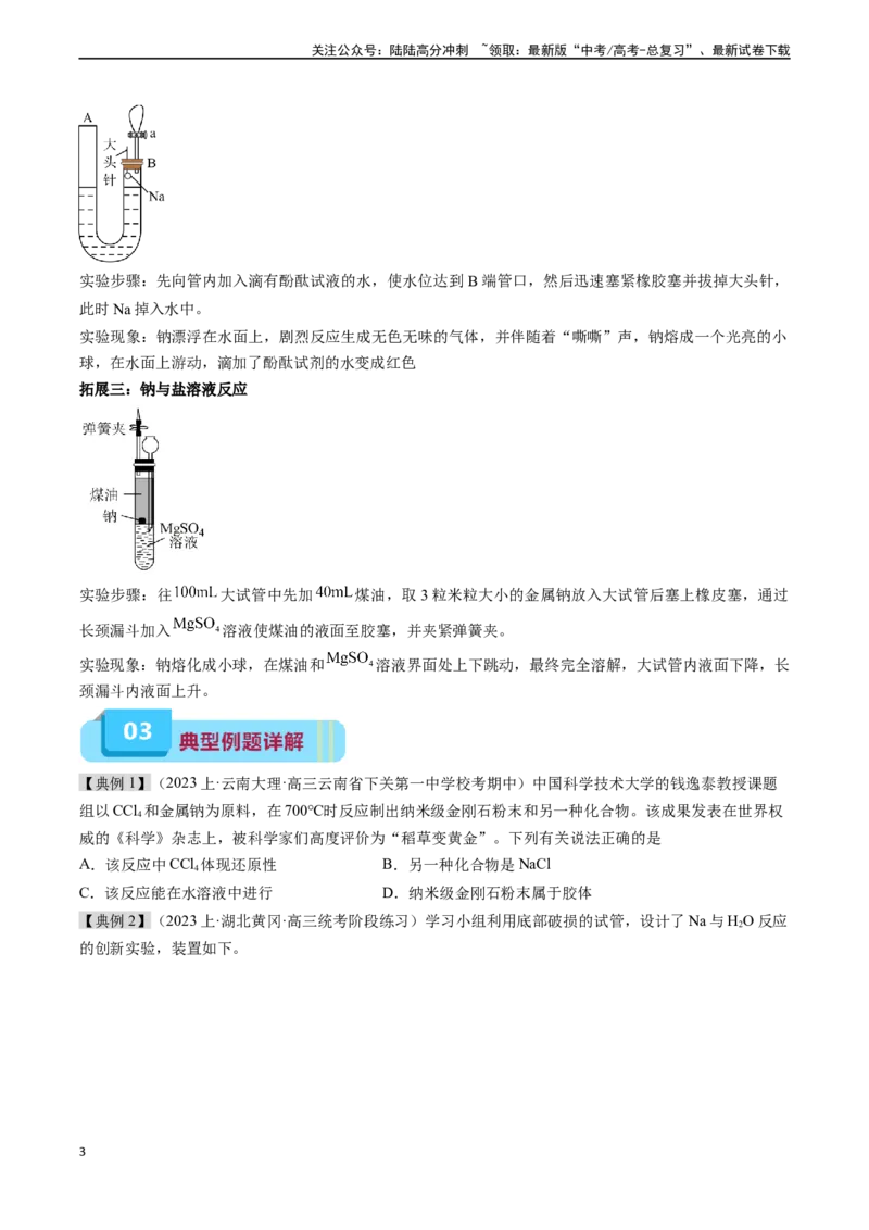 《专题02钠及其化合物（实验3~4）（学生版）_05-化学-高考总复习_专项复习_2024年_2024年高考化学实验专项突破_资料_高考化学教材实验及其延伸拓展》第3页预览