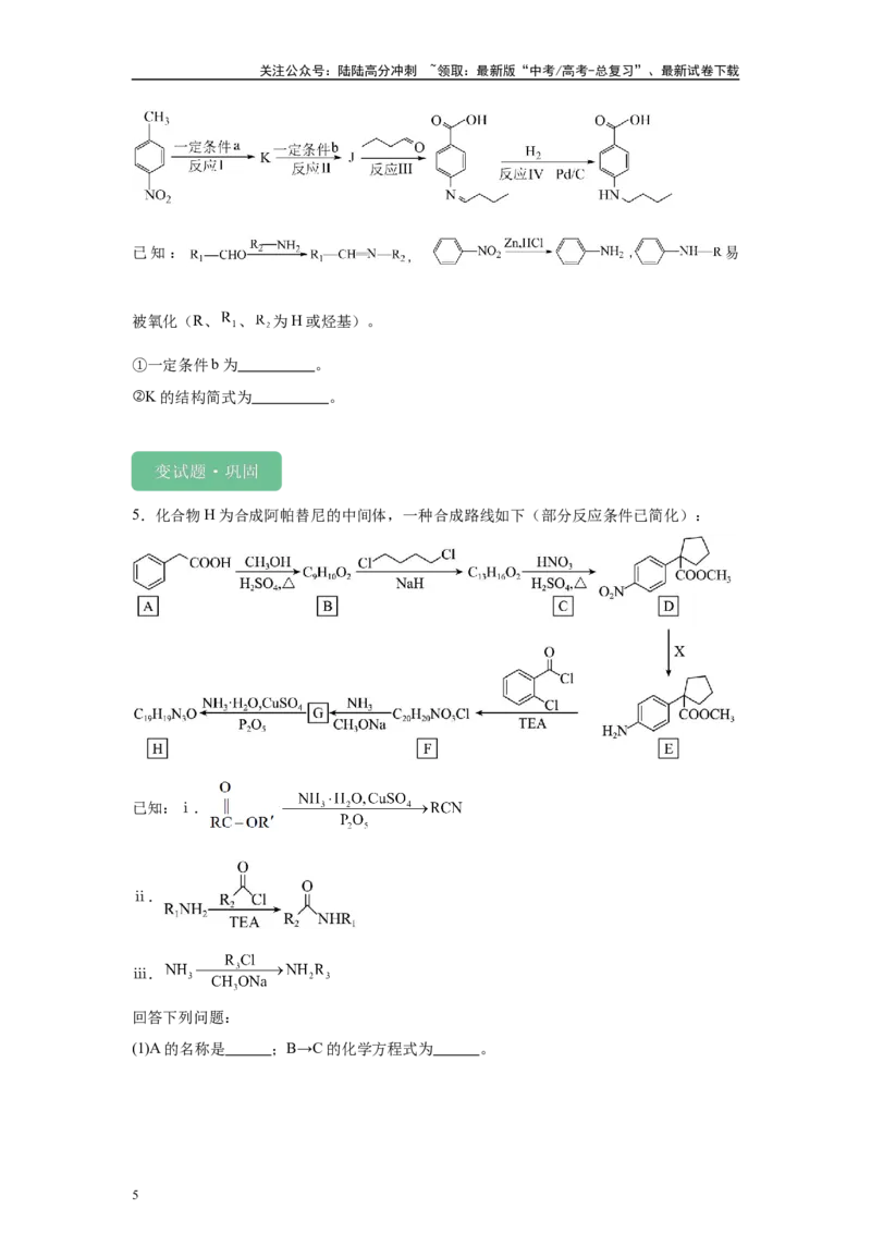 《2024年新课标卷T30-有机综合变式题_05-化学-高考总复习_专项复习_2024年_2024年化学真题变式题》第5页预览