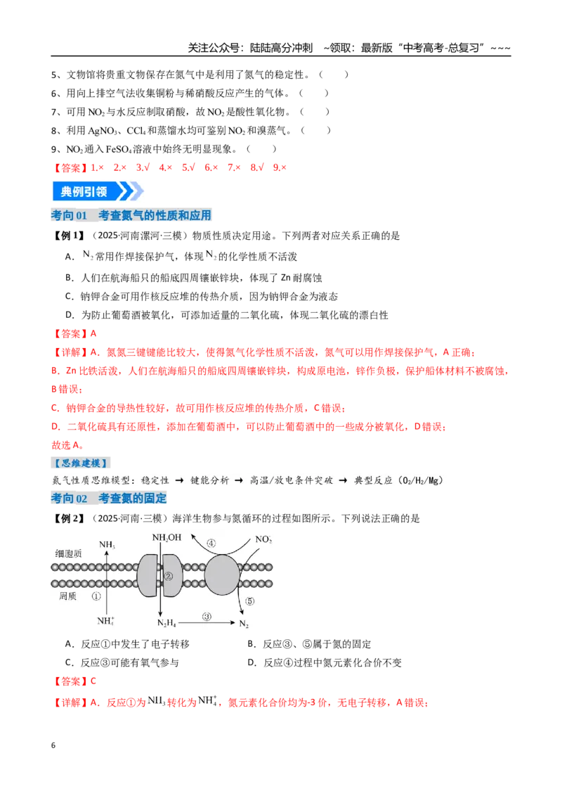 《专题03氮及其重要化合物（高效培优讲义）（教师版）_05-化学-高考总复习_一轮复习_2026年-化学高考一轮复习_2026年高考化学一轮复习考点精讲精练（新高考通用）-G58_2026版》第6页预览
