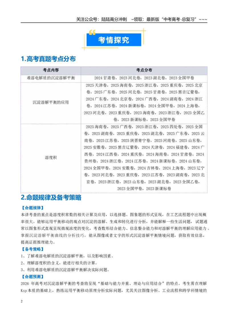 《专题04沉淀溶解平衡（高效培优讲义）（学生版）_05-化学-高考总复习_一轮复习_2026年-化学高考一轮复习_2026年高考化学一轮复习考点精讲精练（新高考通用）-G58_2026版》第2页预览
