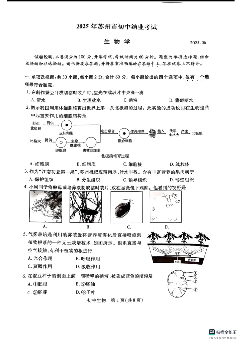 《2025年苏州市生物会考真题完整版_12.2026年4月全国各地高考模拟卷_2026版初中金考卷•45套中考试卷汇编系列合集_全国版中考真题(1)_2025年全国中考真题答案（按省市分类）(10)_江苏省》第1页预览