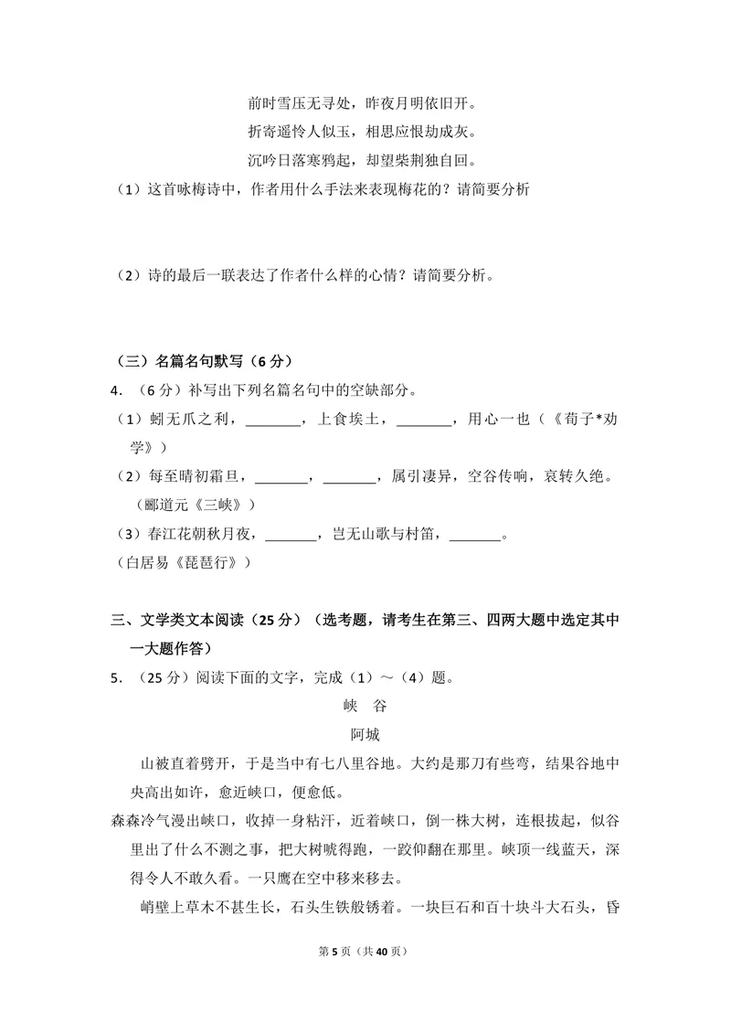 《2013年全国统一高考语文试卷（新课标ⅱ）（含解析版）_专项复习_2026年-语文专项复习_2008年-2025年语文高考真题_2008-2020年高考_全国卷_全国统一高考语文（新课标ⅱ）08-21_A4word版》第5页预览