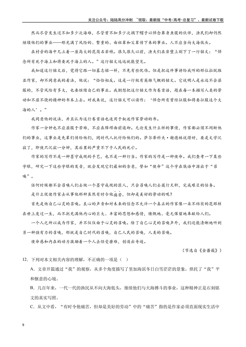 《40文学类文本阅读之语言（新高考版）（试卷）_二轮复习_2025年_2025年新高考语文二轮复习高频考点重难点强化训练卷_资料》第9页预览