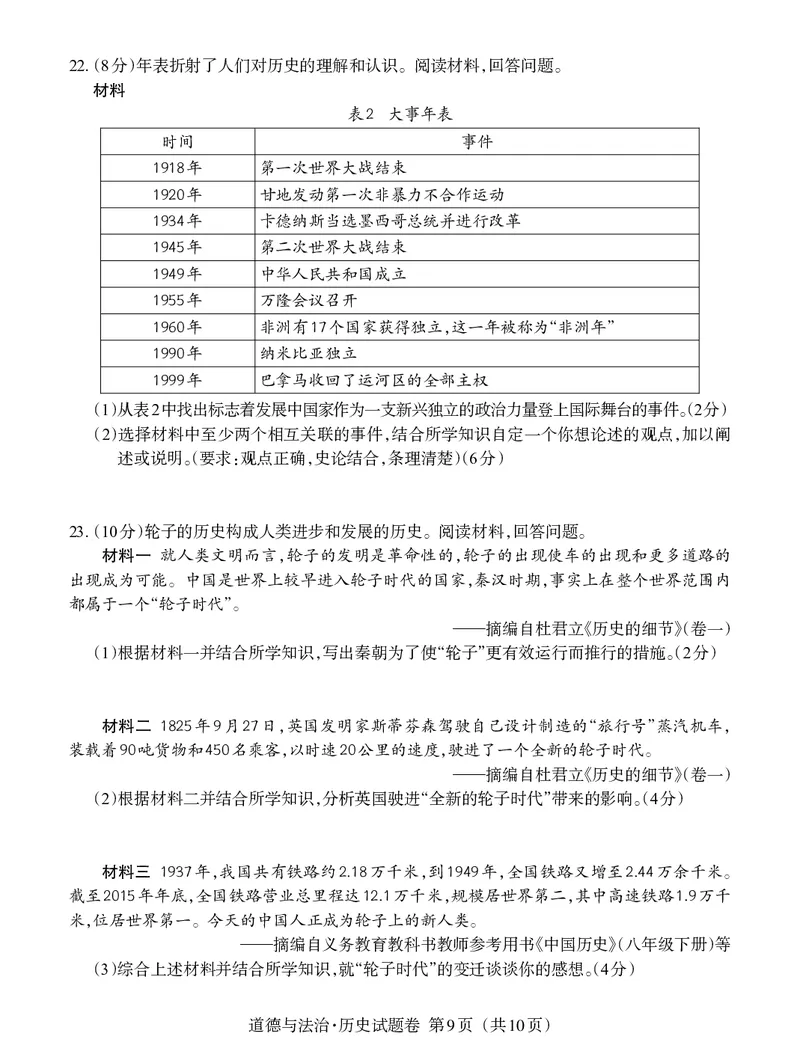《2023江西中考历史试卷+答案(PDF版)_12.2026年4月全国各地高考模拟卷_2026版初中金考卷•45套中考试卷汇编系列合集_全国版中考真题(1)_各省市《历年中考真题》2013-2024(10)_10江西卷》第4页预览