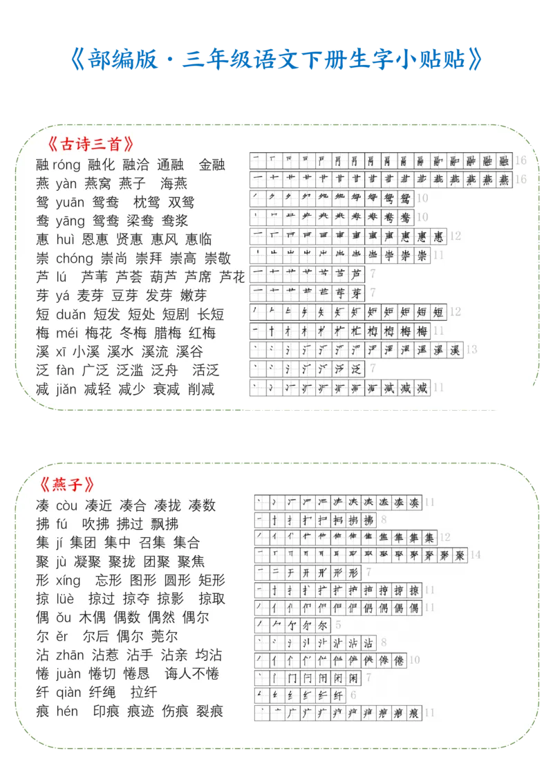 《2024最新部编版语文三年级下册生字带拼音组词汇总_小学1-6年级全科全套_1-6年级全科下册_三年级_其他补充资料_热门资料_语文》第1页预览