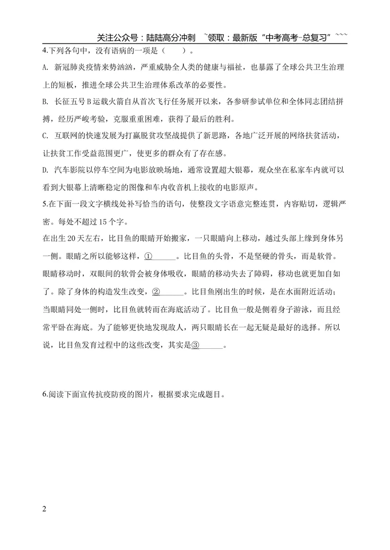 《2020年浙江省高考语文（原卷版）_专项复习_2026年-语文专项复习_2008年-2025年语文高考真题_2008-2020年高考_地方卷_浙江高考语文08-21_A4word版》第2页预览