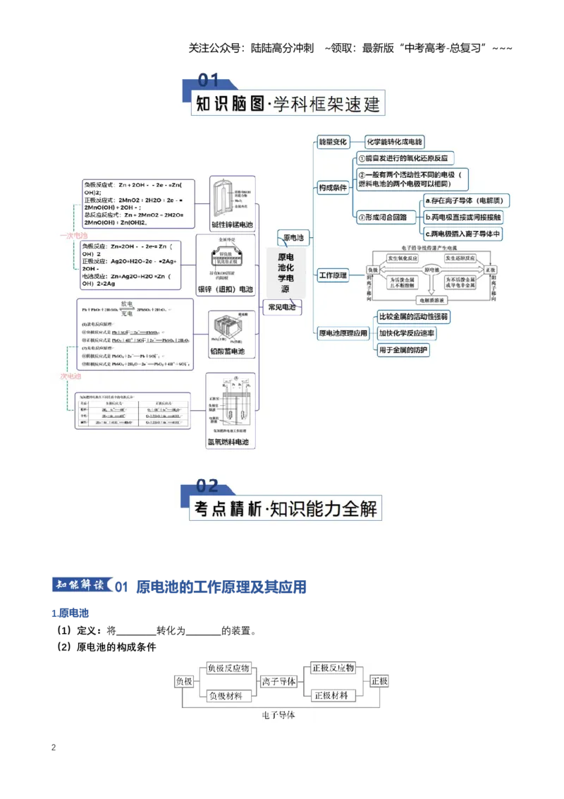 《专题02原电池、化学电源（知识清单）（全国通用）（学生版）_05-化学-高考总复习_一轮复习_2026年-化学高考一轮复习_2026年高考化学一轮复习知识清单（全国通用）-G56_2026版》第2页预览