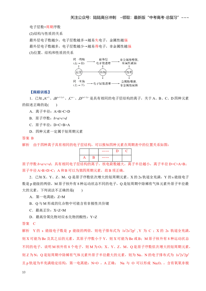 《专题01元素周期表元素周期律（知识清单）（全国通用）（教师版）_05-化学-高考总复习_一轮复习_2026年-化学高考一轮复习_2026年高考化学一轮复习讲义+练习+课件（新教材新高考）-G55》第10页预览
