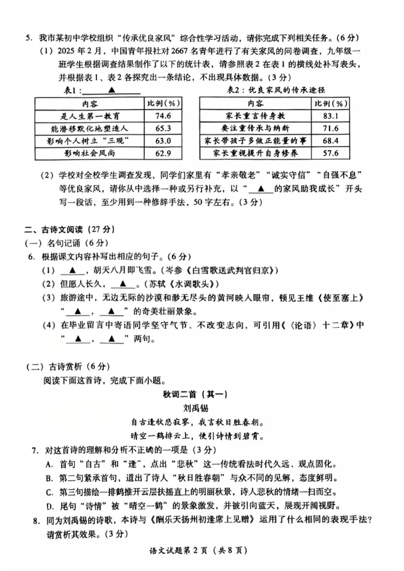 《2025年四川省泸州市中考语文真题_12.2026年4月全国各地高考模拟卷_2026版初中金考卷•45套中考试卷汇编系列合集_全国版中考真题(1)_2025年全国中考真题答案(按省市分类)(10)_四川省》第2页预览