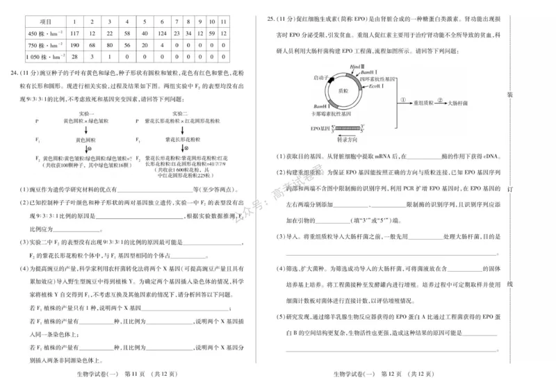 《11_生物_2025-2026学年度黑龙江新时代教育联合体高三上学期开学摸底考试_试卷+答案_小初高学习资料合集（每天更新）_黑龙江新时代教育联合体2025-2026学年高三上学期开学摸底考试》第6页预览