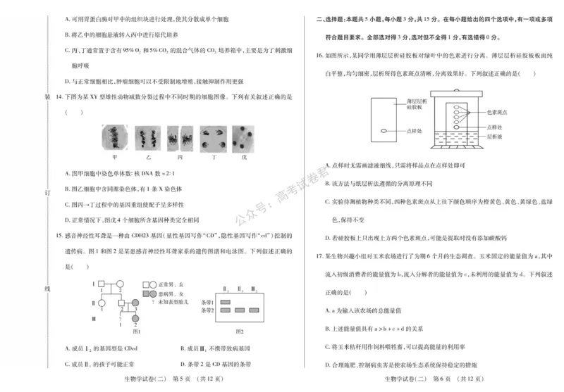 《11_生物_2025-2026学年度黑龙江新时代教育联合体高三上学期开学摸底考试_试卷+答案_小初高学习资料合集（每天更新）_黑龙江新时代教育联合体2025-2026学年高三上学期开学摸底考试》第9页预览