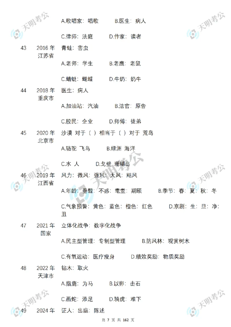 《类比推理乱序序（题目2）_3539.2027北京定向选调_062027行测刷题-各模块刷题合集pdf版_2027类比推理千题册_（乱序版）类比推理_类比推理3.0》第8页预览