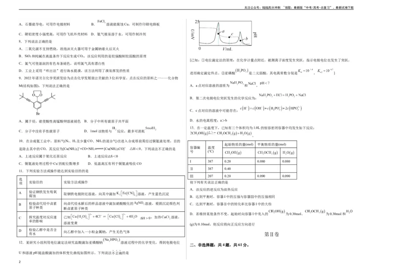 《2023年高考押题预测卷01（江苏卷）-化学（考试版）A3_05-化学-高考总复习_专项复习_2024年_2023年高考押题预测卷01化学》第2页预览