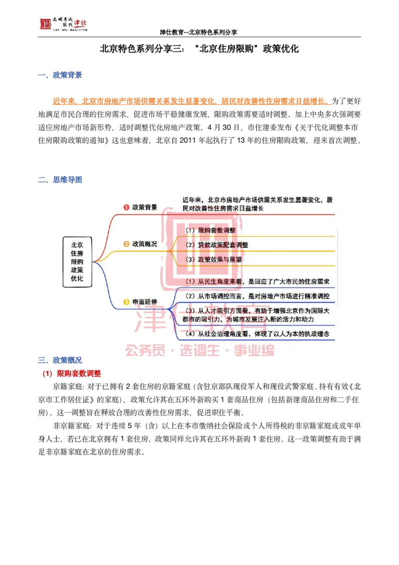 《北京特色系列分享三：“北京住房限购”政策优化_3539.2027北京定向选调_042026北京市情+时政+16区区情区况_北京工作实务考点解读及政务积累手册》第1页预览