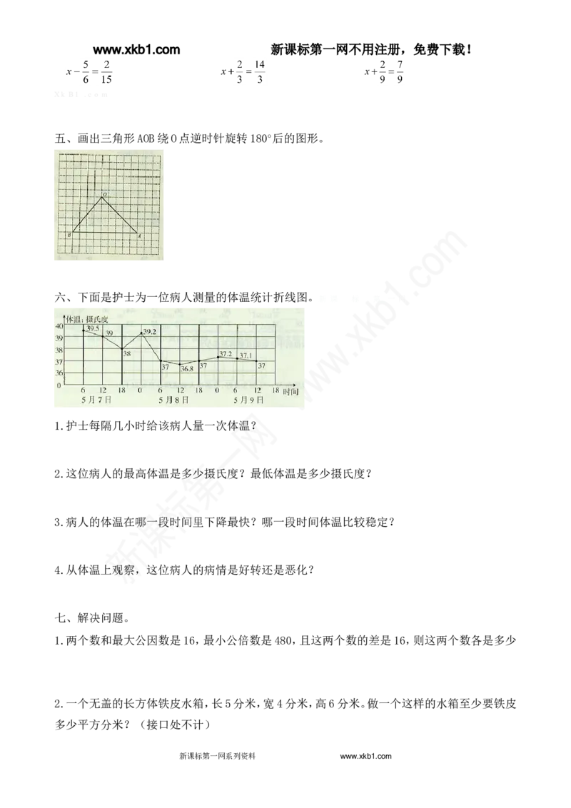 《2015人教版小学五年级下册数学期末试卷及答案_小学1-6年级全科全套_1-6年级全科下册_五年级_五年级下数学_数学人教版试卷(1)_5下小学人教版数学习题试卷》第3页预览