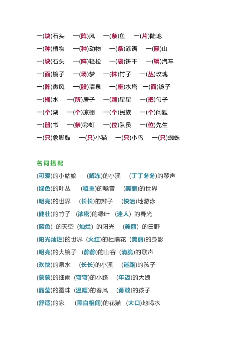 《1.28词语搭配大全二下语文_小学1-6年级全科全套_1-6年级全科下册_二年级_二年级下语文_语文二下各类考点总结》第2页预览