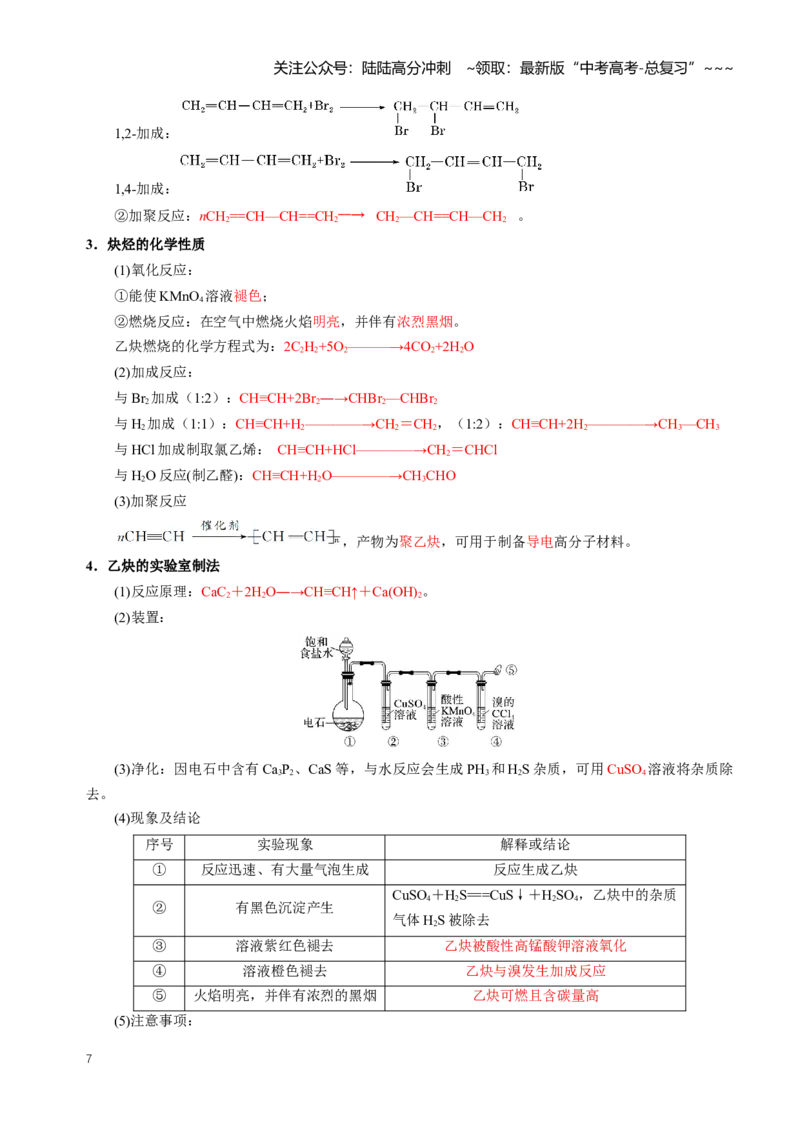 《专题02烃（知识清单）（全国通用）（教师版）_05-化学-高考总复习_一轮复习_2026年-化学高考一轮复习_2026年高考化学一轮复习讲义+练习+课件（新教材新高考）-G55_2026版》第7页预览