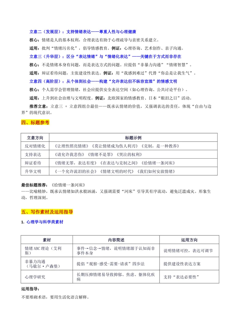 《26届南开高三上第二次联考“情绪化表达的思辨：给情绪一条河床”写作系统指导-备战2026年高考语文各地名校模考卷作文导写_专项复习_2026年-语文专项复习》第3页预览