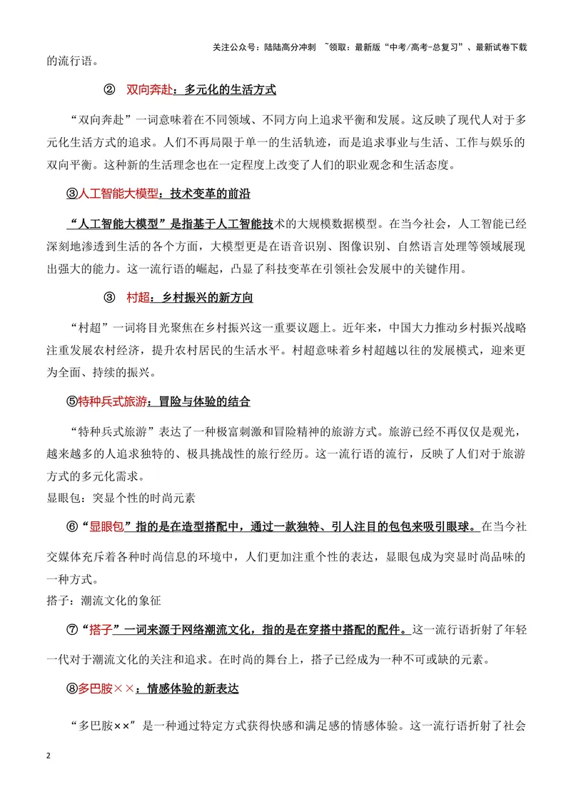 《“汉语盘点”2023年十大流行语：从流行语里读懂中国-备战2024年高考作文素材积累与写法总结_专项复习_2024年_2024年高考语文作文写作专项全国通用_资料_1-资料》第2页预览