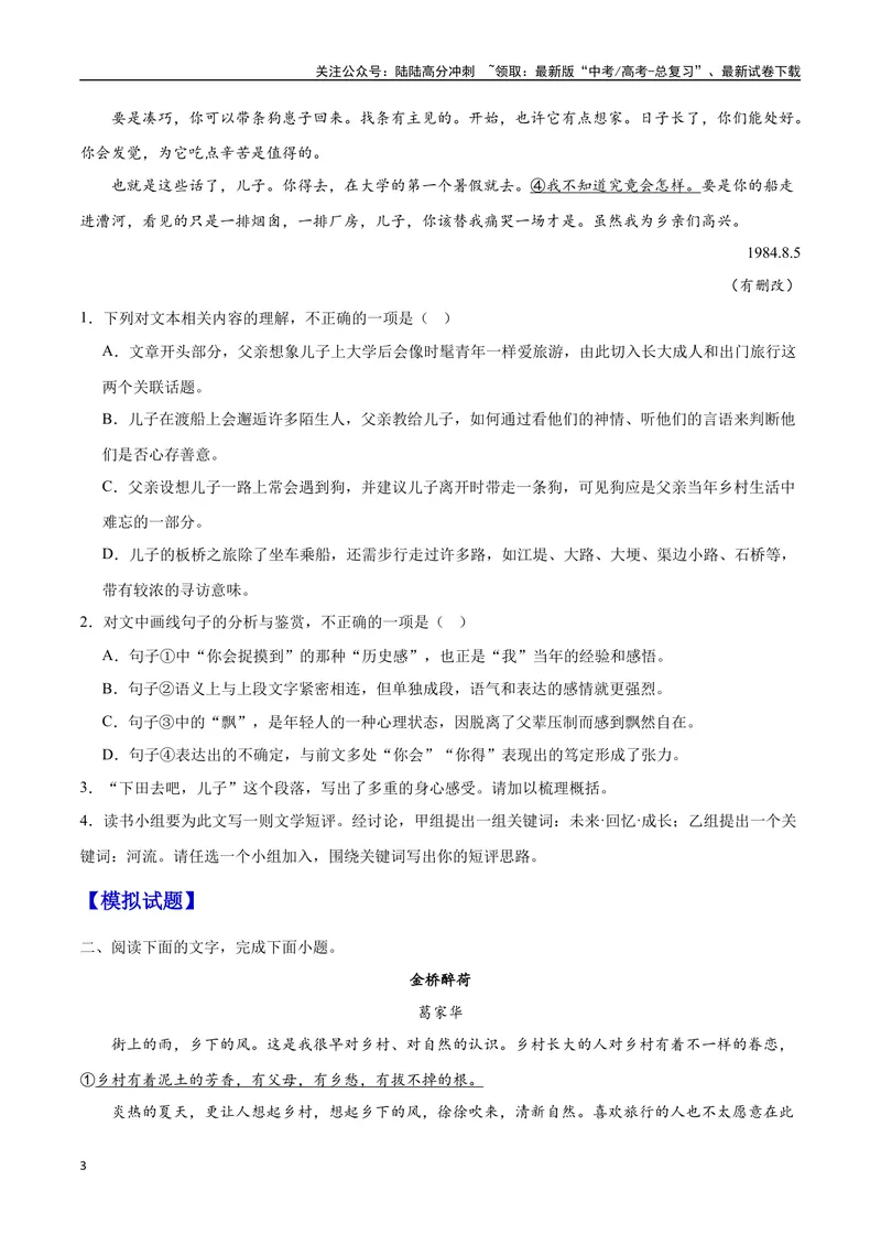 《45文学类文本阅读之短评（新高考版）（试卷）_二轮复习_2025年_2025年新高考语文二轮复习高频考点重难点强化训练卷_资料》第3页预览