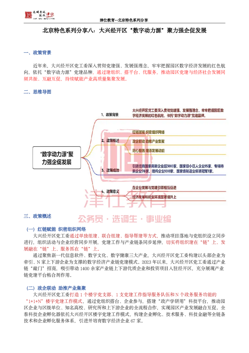 《北京特色系列分享八：大兴经开区“数字动力源”聚力强企促发展_3539.2027北京定向选调_042026北京市情+时政+16区区情区况_北京工作实务考点解读及政务积累手册》第1页预览