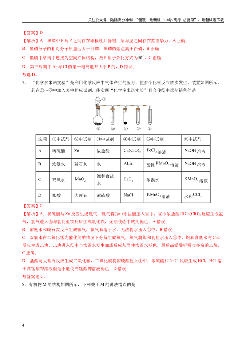 《2023年高考押题预测卷02（山东卷）-化学（全解全析）_05-化学-高考总复习_专项复习_2024年_2023年高考押题预测卷01化学》第4页预览