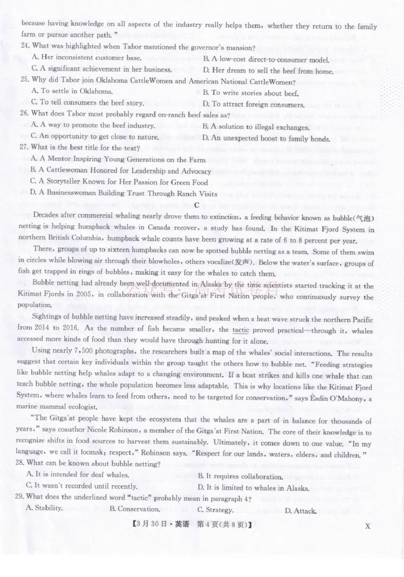 《九师联盟2026届高三下学期3月30日质量检测英语_副本_12.2026年4月全国各地高考模拟卷_2026年4月_2026届九师联盟高三下学期3月30质量检测_03英语_九师联盟高三下学期3月30质量检测》第4页预览