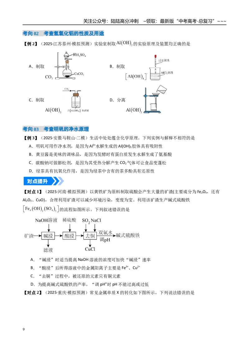 《专题03铝及其重要化合物（高效培优讲义）（学生版）_05-化学-高考总复习_一轮复习_2026年-化学高考一轮复习_2026年高考化学一轮复习考点精讲精练（新高考通用）-G58_2026版》第9页预览