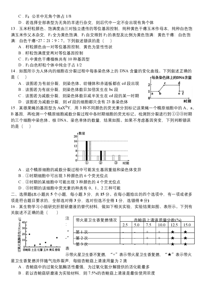 《05_生物_哈尔滨师范大学附属中学2026-2027学年上学期高三第一次调研考试_试卷_小初高学习资料合集（每天更新）_哈尔滨师范大学附属中学2026-2027学年上学期高三第一次调研考试》第4页预览