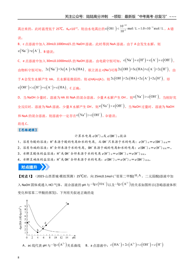 《专题02水的电离与溶液的酸碱性（高效培优讲义）（教师版）_05-化学-高考总复习_一轮复习_2026年-化学高考一轮复习_2026年高考化学一轮复习考点精讲精练（新高考通用）-G58_2026版》第8页预览