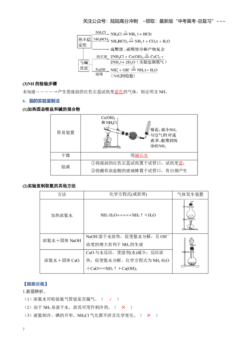 《专题03氮及其化合物（知识清单）（全国通用）（教师版）_05-化学-高考总复习_一轮复习_2026年-化学高考一轮复习_2026年高考化学一轮复习知识清单（全国通用）-G56_2026版》第7页预览