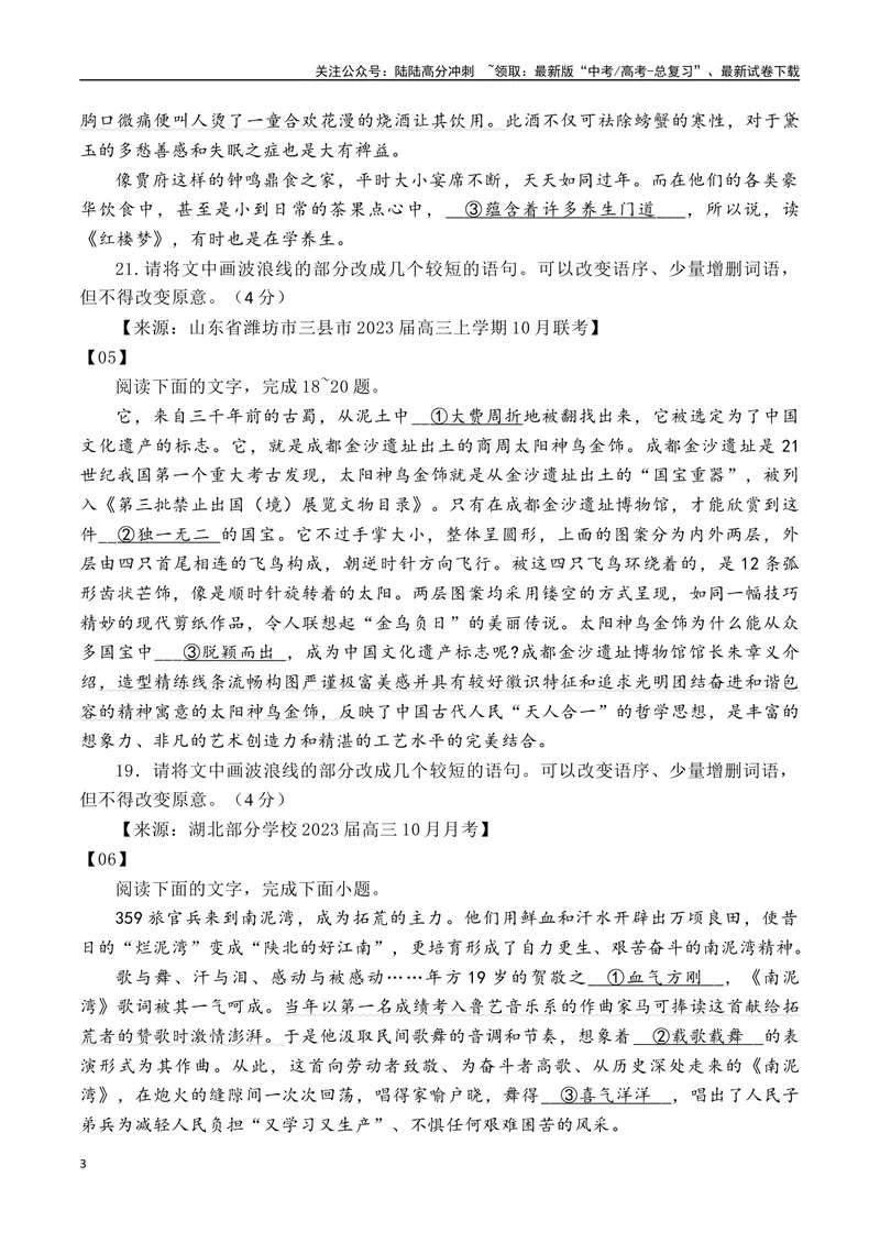 《2024年高考备考：单句(长短句变换)运用训练专题（全国通用）学生版_一轮复习_2024年_2024高考语文一轮复习各版块分点精讲课件全国通用_资料》第3页预览