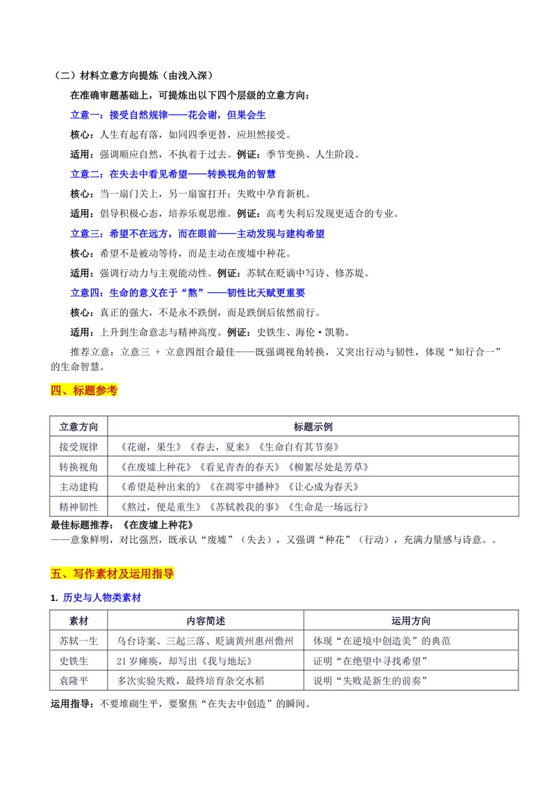 《26届河南省高三年级金太阳第二次联考“花褪残红青杏小：在废墟上种花——新生的希望”写作系统指导-备战2026年高考语文各地名校模考卷作文导写_专项复习_2026年-语文专项复习》第3页预览