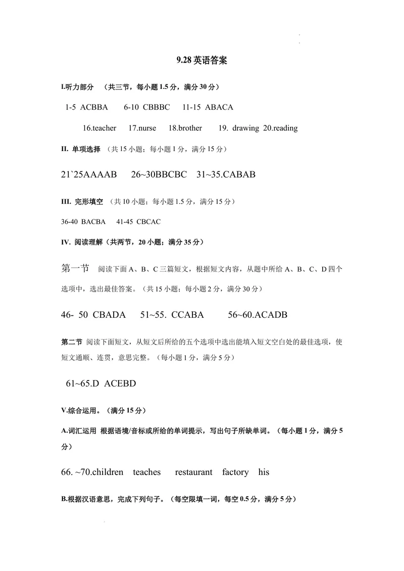 《Unit+2+Meet+My+Family+参考答案_初中全科目《第一次月考试卷》7-9年级上册_2026版初中《第一次月考》7年级上册（八科全套）（人教、北师等多版本）_7年级英语上_仁爱版第一次月考》第1页预览