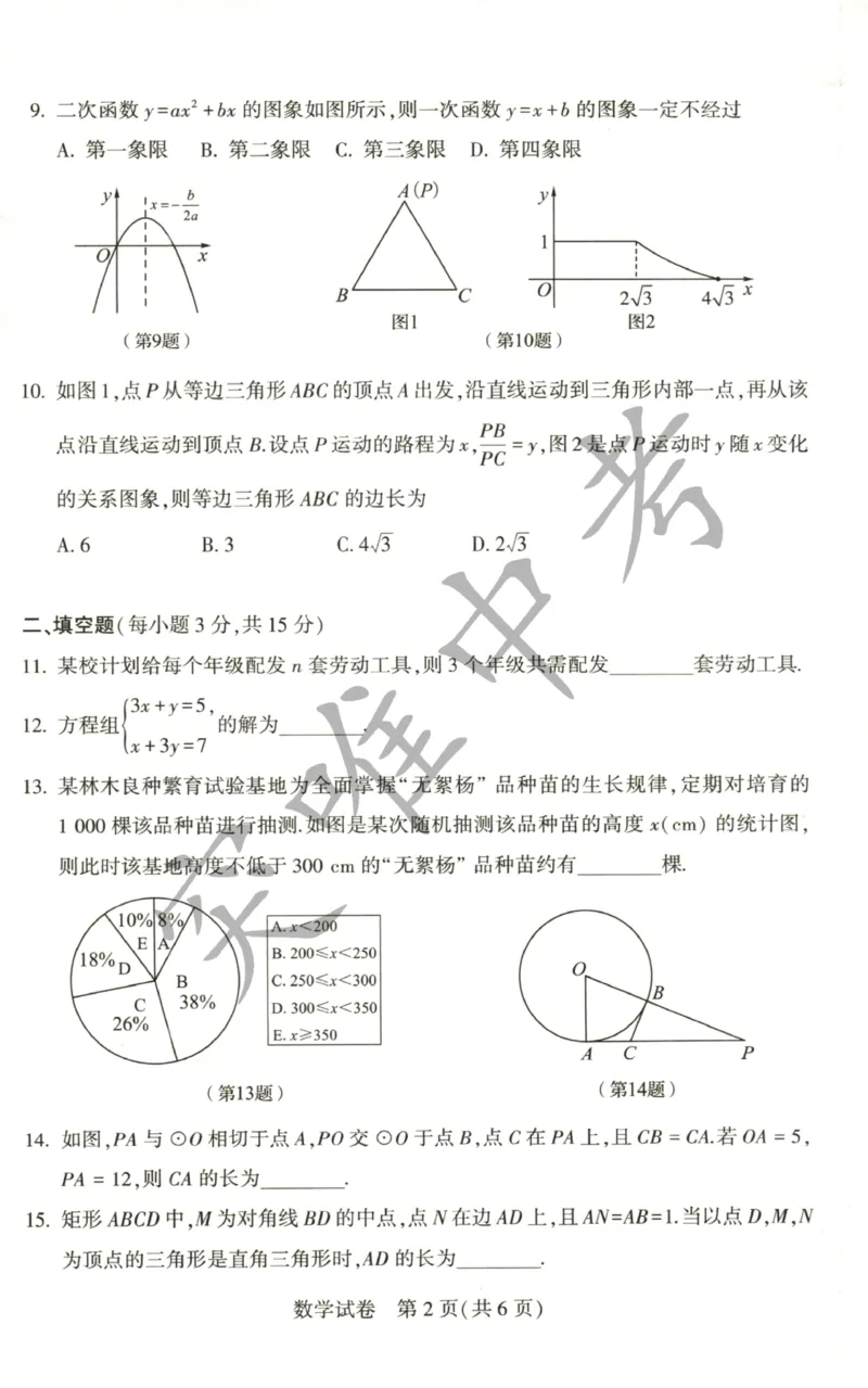 《2023河南数学试卷+答案(PDF版)_12.2026年4月全国各地高考模拟卷_2026版初中金考卷•45套中考试卷汇编系列合集_全国版中考真题(1)_各省市《历年中考真题》2013-2024(10)_河南》第8页预览