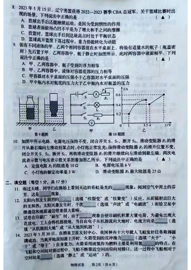 《2023锦州物理试卷+答案(图片版)_12.2026年4月全国各地高考模拟卷_2026版初中金考卷•45套中考试卷汇编系列合集_全国版中考真题(1)_各省市《历年中考真题》2013-2024(10)_20辽宁其他地市》第2页预览