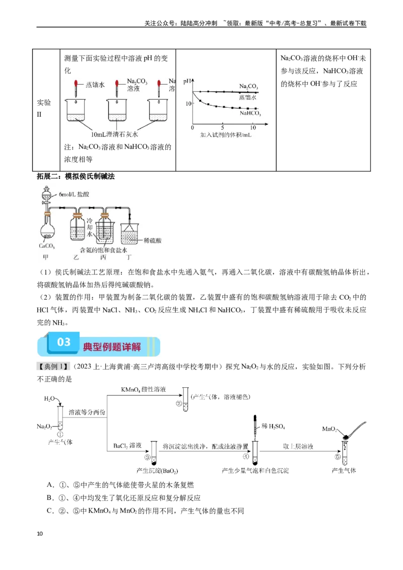 《专题02钠及其化合物（实验3~4）（教师版）_05-化学-高考总复习_专项复习_2024年_2024年高考化学实验专项突破_资料_高考化学教材实验及其延伸拓展》第10页预览