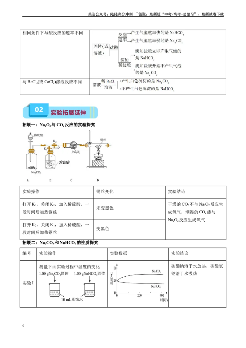 《专题02钠及其化合物（实验3~4）（教师版）_05-化学-高考总复习_专项复习_2024年_2024年高考化学实验专项突破_资料_高考化学教材实验及其延伸拓展》第9页预览