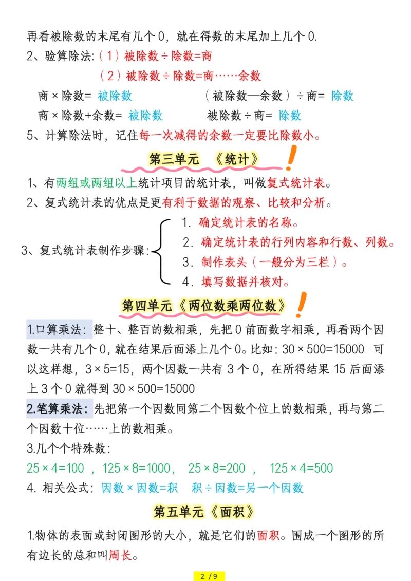 《1.18三年级数学下册必背公式概念汇总_小学1-6年级全科全套_1-6年级全科下册_三年级_其他补充资料_热门资料_数学》第2页预览