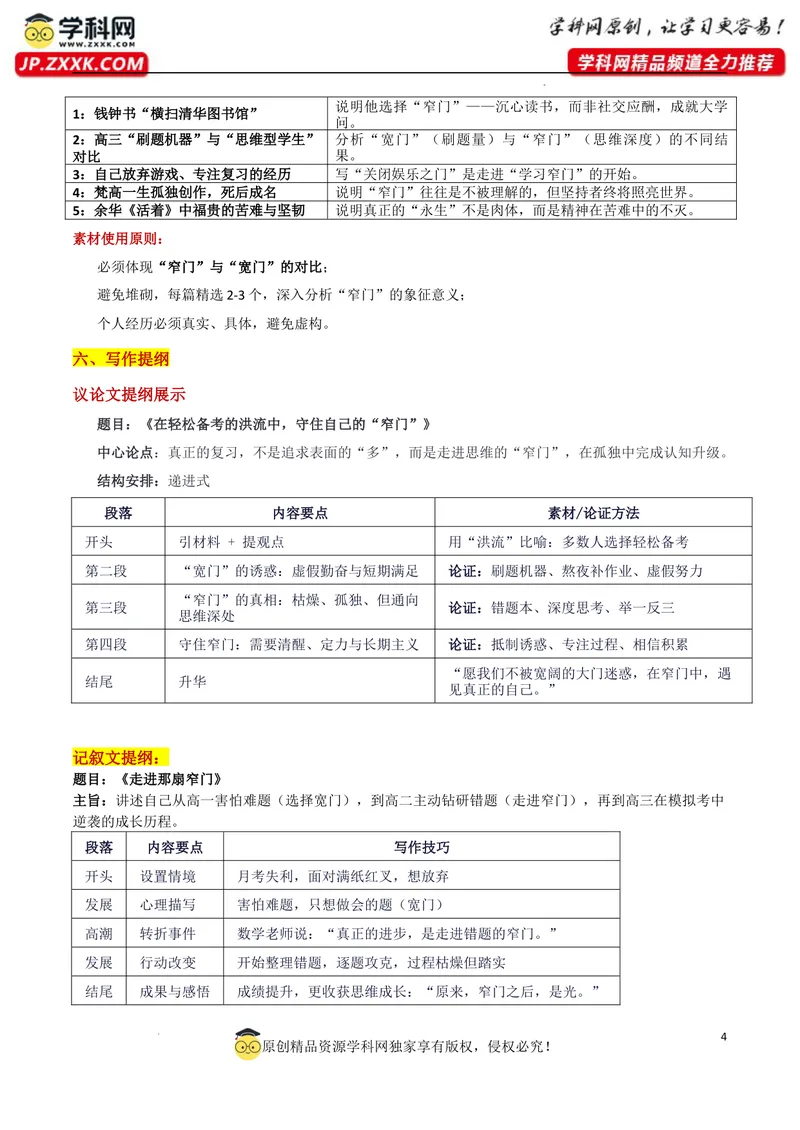 《2026届广东高三“六校联盟”第一次联考“窄门之后”审题立意及范文_专项复习_2026年-语文专项复习_302026年高考语文各地名校模考卷作文导写》第4页预览