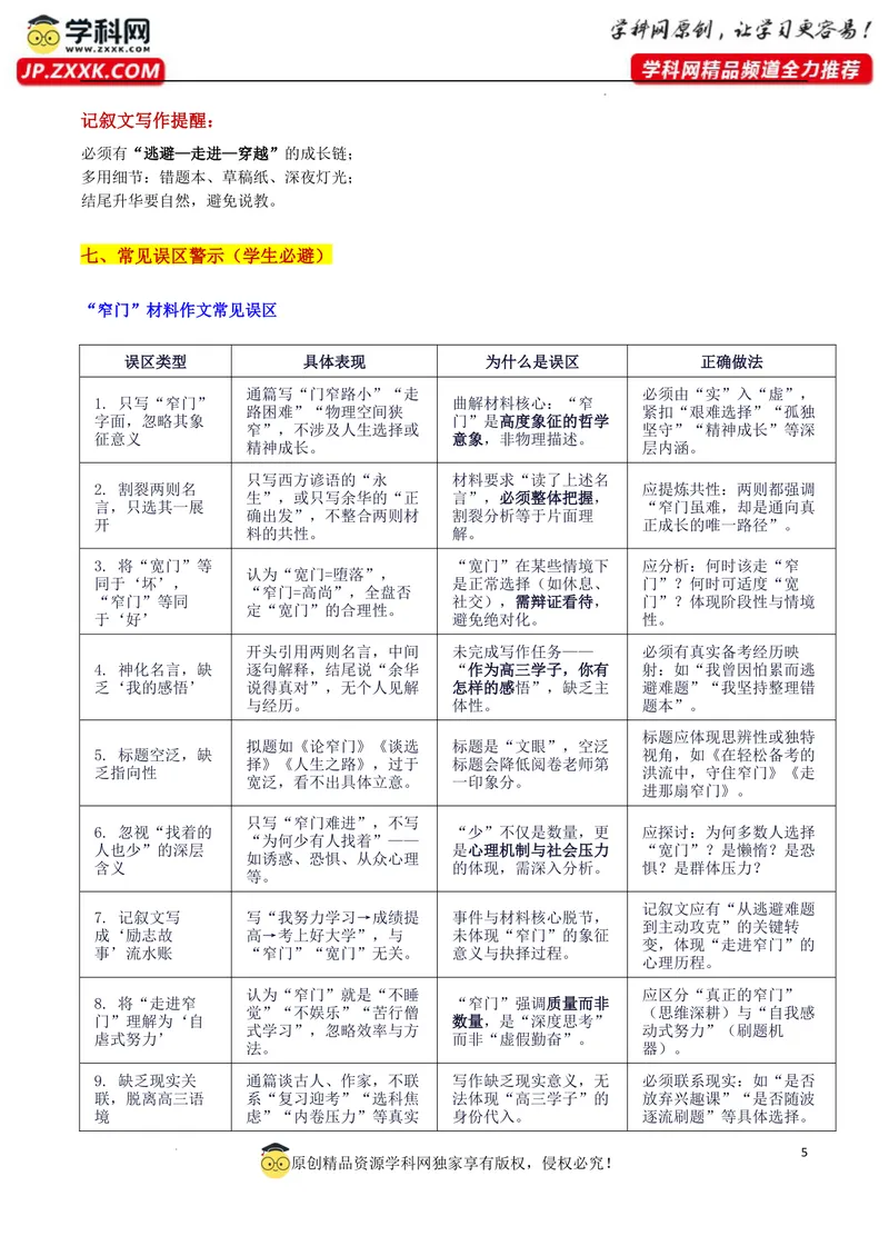 《2026届广东高三“六校联盟”第一次联考“窄门之后”审题立意及范文_专项复习_2026年-语文专项复习_302026年高考语文各地名校模考卷作文导写》第5页预览