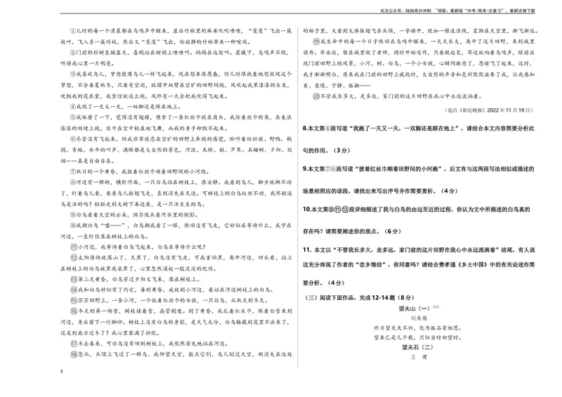《2023年高考押题预测卷03（上海卷）-语文（考试版）A3_专项复习_2024年_2023年高考押题预测卷01语文_语文-2023年高考押题预测卷03（上海卷）（含考试版、全解全析、参考答案、答题卡）》第3页预览