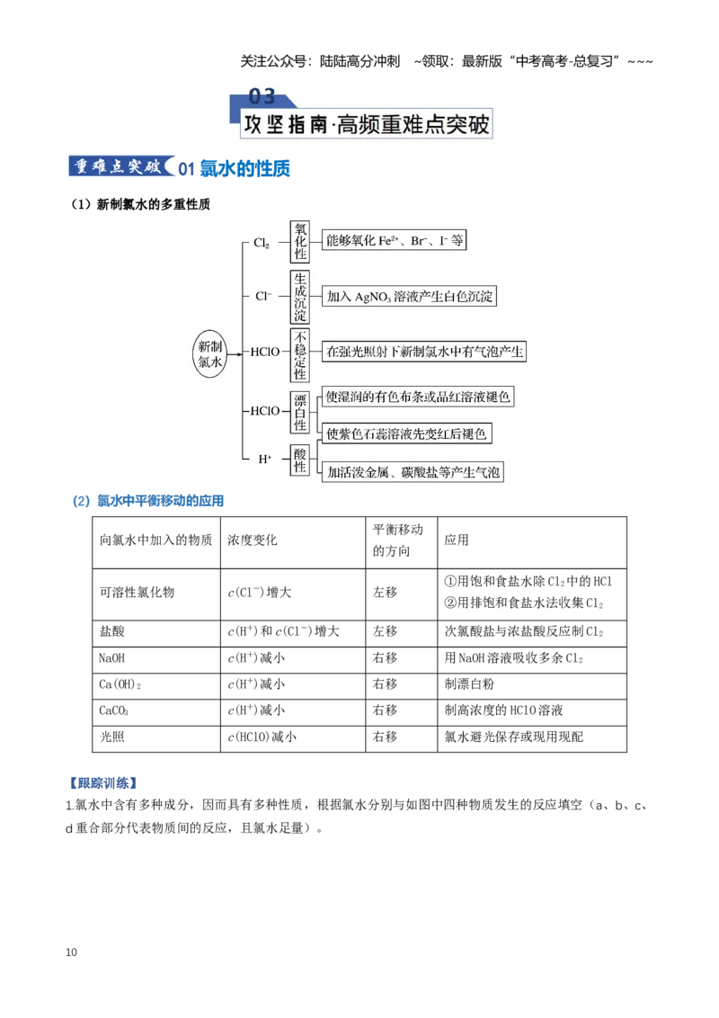 《专题01氯及其化合物（知识清单）（全国通用）（教师版）_05-化学-高考总复习_一轮复习_2026年-化学高考一轮复习_2026年高考化学一轮复习知识清单（全国通用）-G56_2026版》第10页预览