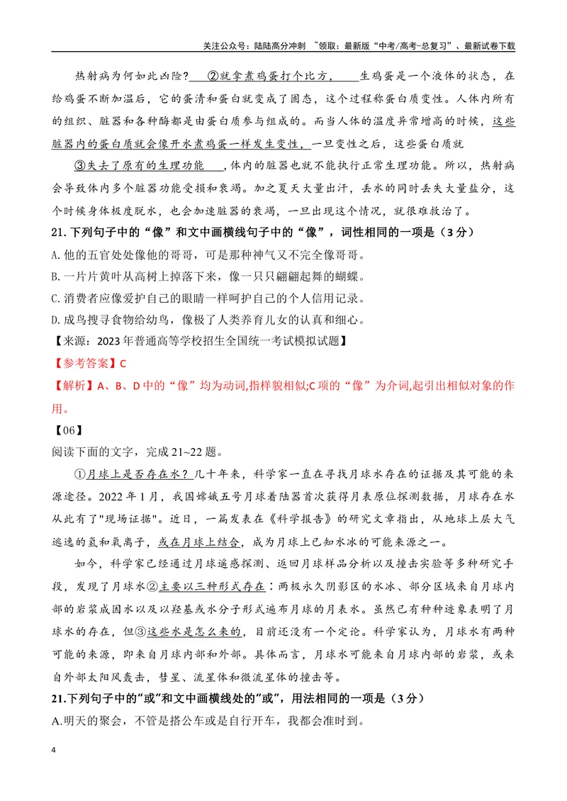 《2024年高考备考：词类运用训练专题（全国通用）教师版_一轮复习_2024年_2024高考语文一轮复习各版块分点精讲课件全国通用_资料》第4页预览