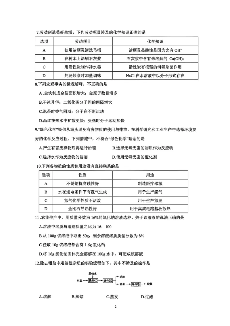 《2025年广州市中考化学真题_12.2026年4月全国各地高考模拟卷_2026版初中金考卷•45套中考试卷汇编系列合集_全国版中考真题(1)_广东中考真题_广东省2025_广州市_化学（真题+答案）》第2页预览