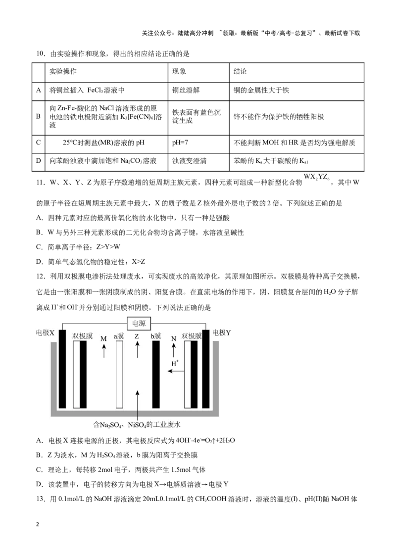 《专练02七道选择题+主观原理题-（原卷版）_05-化学-高考总复习_专项复习_2024年_2023年高考化学考前手感保温训练（全国卷）_资料》第2页预览